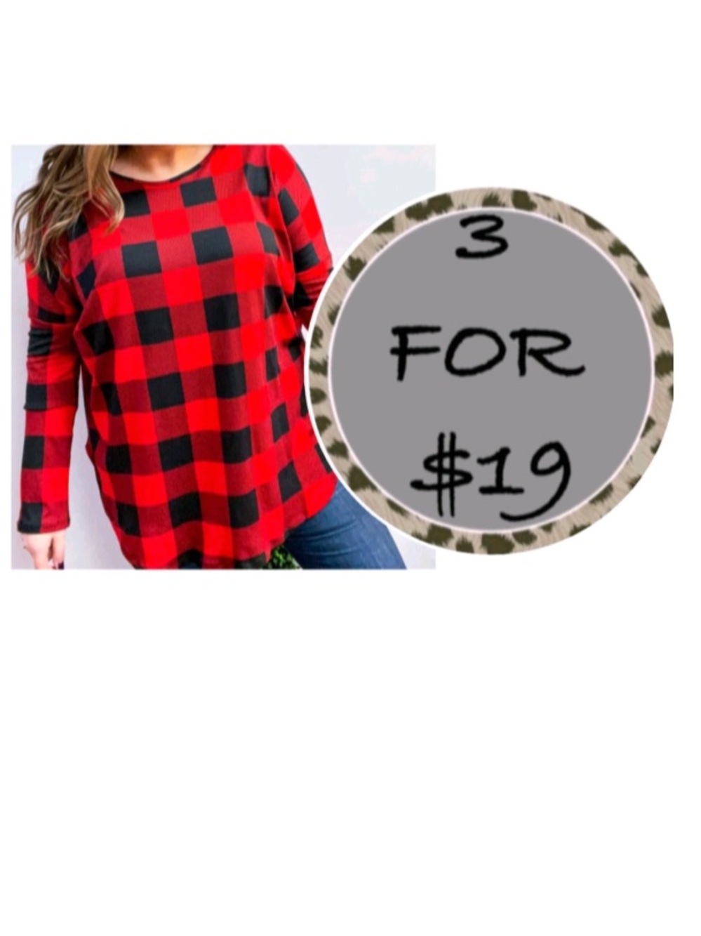 3/$19 Sunshine & Rodeos red and black buffalo plaid top